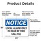 Signmission Local Alarm Only In Case Of Fire Call 911 OSHA Notice Sign, Aluminum, 24in W x 18in L, 2PK OS-2PACK-NS-A-1824-L-14025 - alternate 2